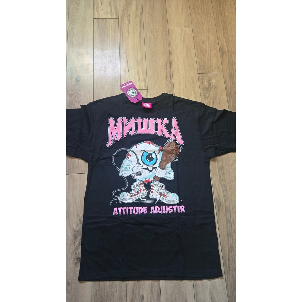 Mishka x Reason Attitude Adjuster Eyeball Graphic T-Shirt Black Mens Large New
